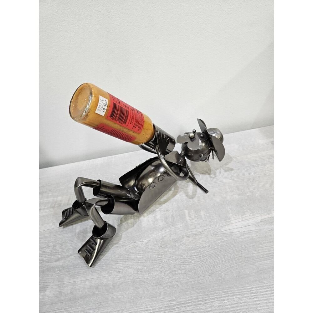 Metal Whimsical Drinking Coyboy Man Small Bottle Holder Free Standing